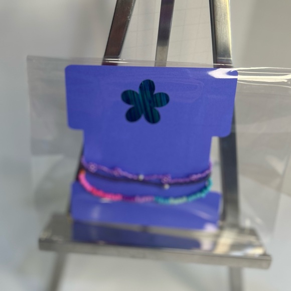 A Trio of Stacking Bead Lilac/Plum/multi-color Bracelets - Picture 2 of 6